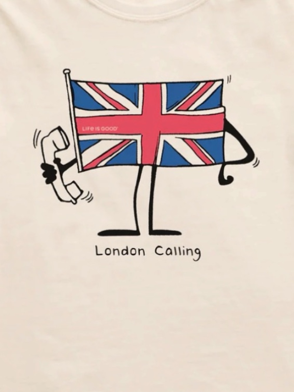 Life Is Good London Calling Union Jack Graphic Tee XL NWT Cream Shirt - Picture 2 of 11